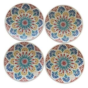 Acacia Home Melamine Dinner Plates Set of 4 Geometric shapes
